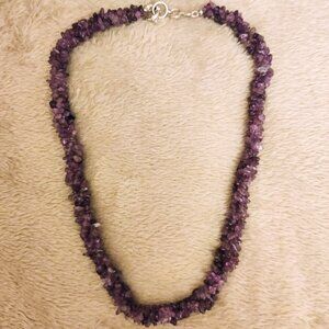 Amethyst Chip Beaded Necklace 20"